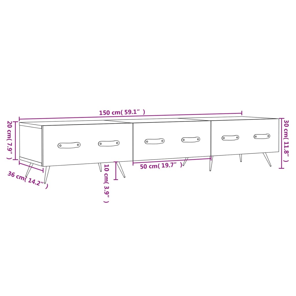 vidaXL Televizoriaus spintelė, betono pilka, 150x36x30cm, mediena