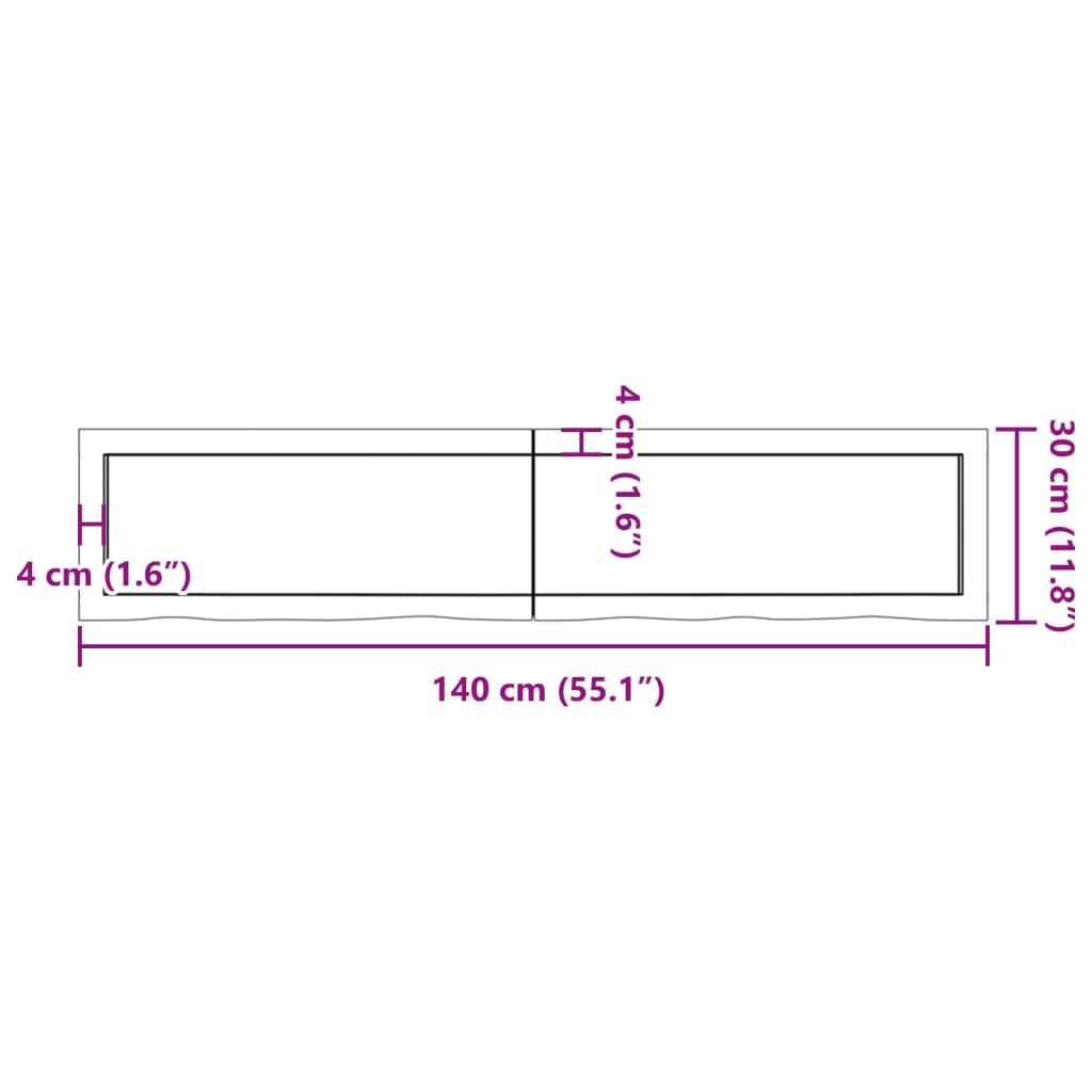 vidaXL Vonios stalviršis, tamsiai rudas, 140x30x(2-6)cm, mediena