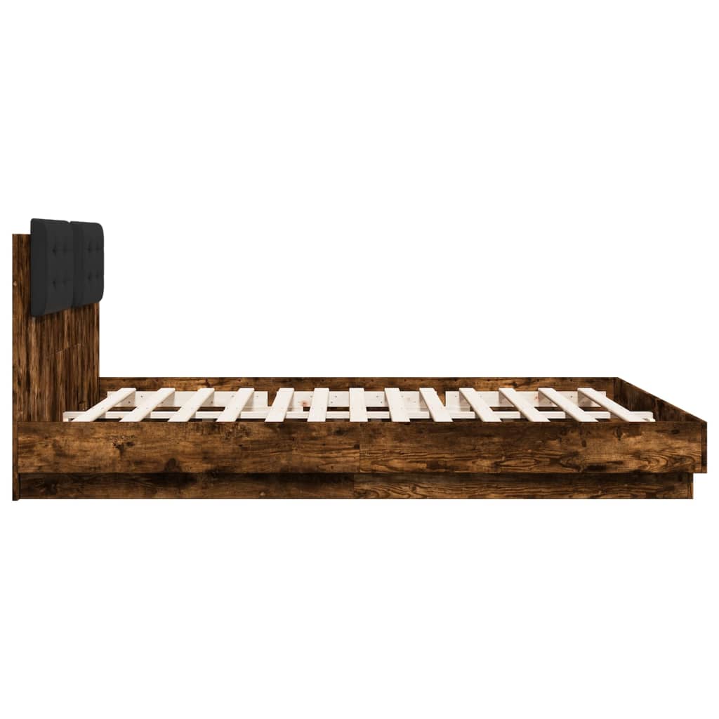 vidaXL Lovos rėmas su galvūgaliu, dūminio ąžuolo, 200x200cm, mediena