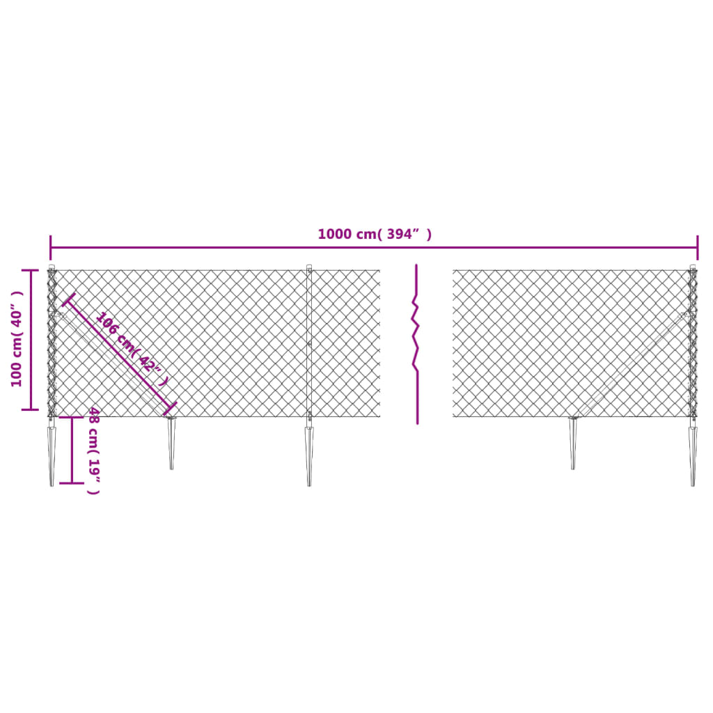 vidaXL Tinklinė tvora su smaigais, žalios spalvos, 1x10m