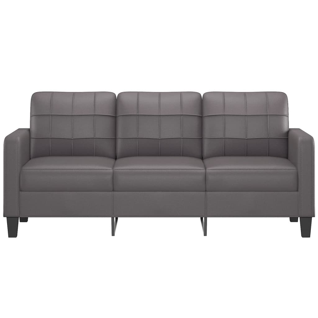 vidaXL Trivietė sofa, pilkos spalvos, 180cm, dirbtinė oda