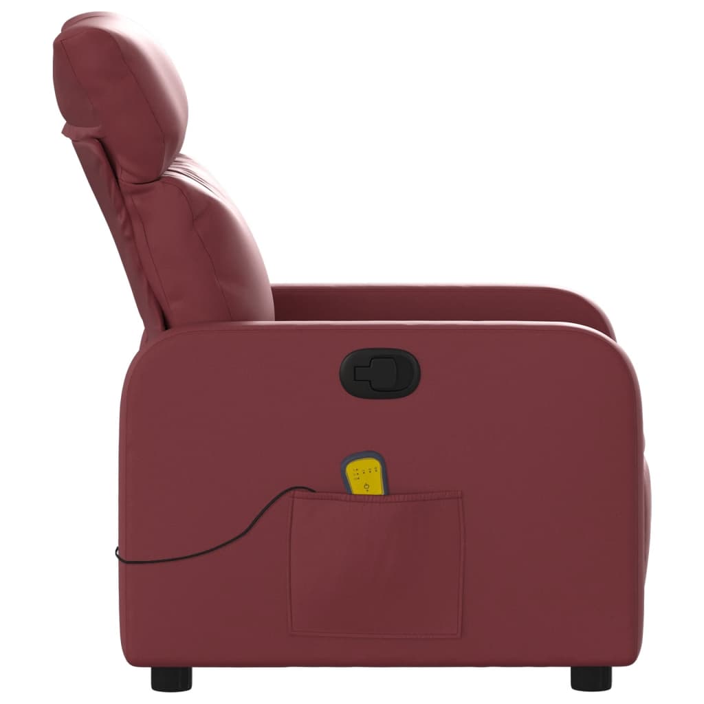 vidaXL Atlošiamas masažinis krėslas, raudonojo vyno, dirbtinė oda