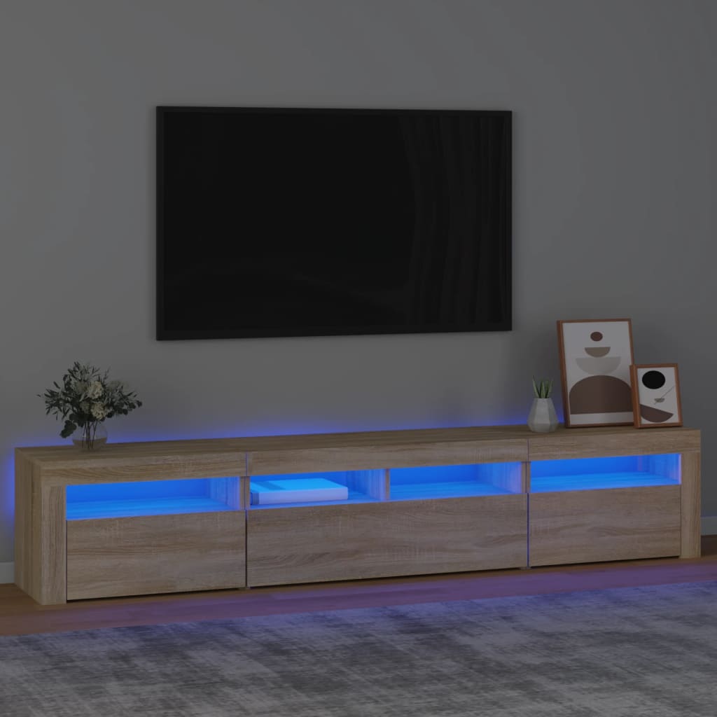 vidaXL Televizoriaus spintelė su LED apšvietimu, ąžuolo, 210x35x40cm