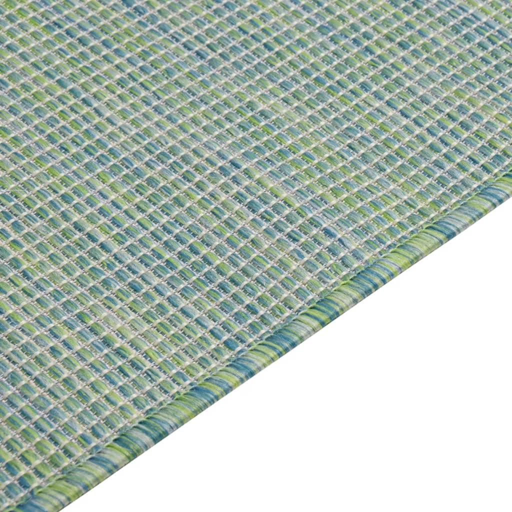 vidaXL Lauko kilimėlis, turkio spalvos, 140x200cm, plokščio pynimo