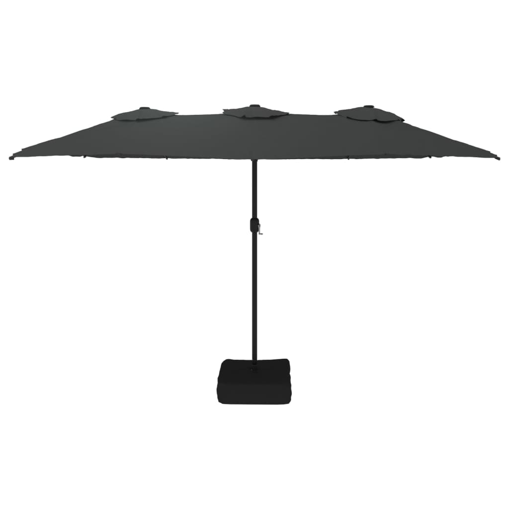 vidaXL Dvigubas skėtis nuo saulės su LED, antracito spalvos, 449x245cm