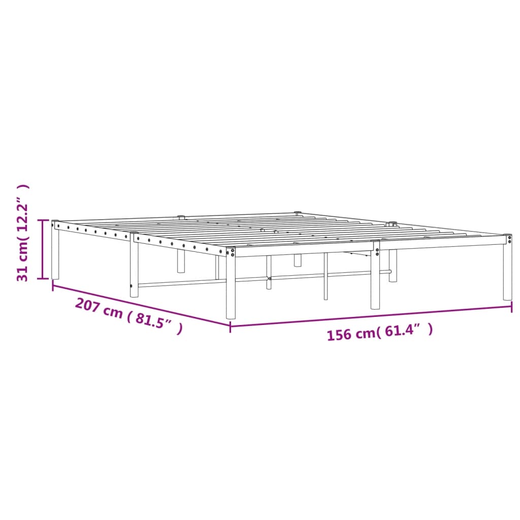 vidaXL Metalinis lovos rėmas, juodos spalvos 150x200 cm