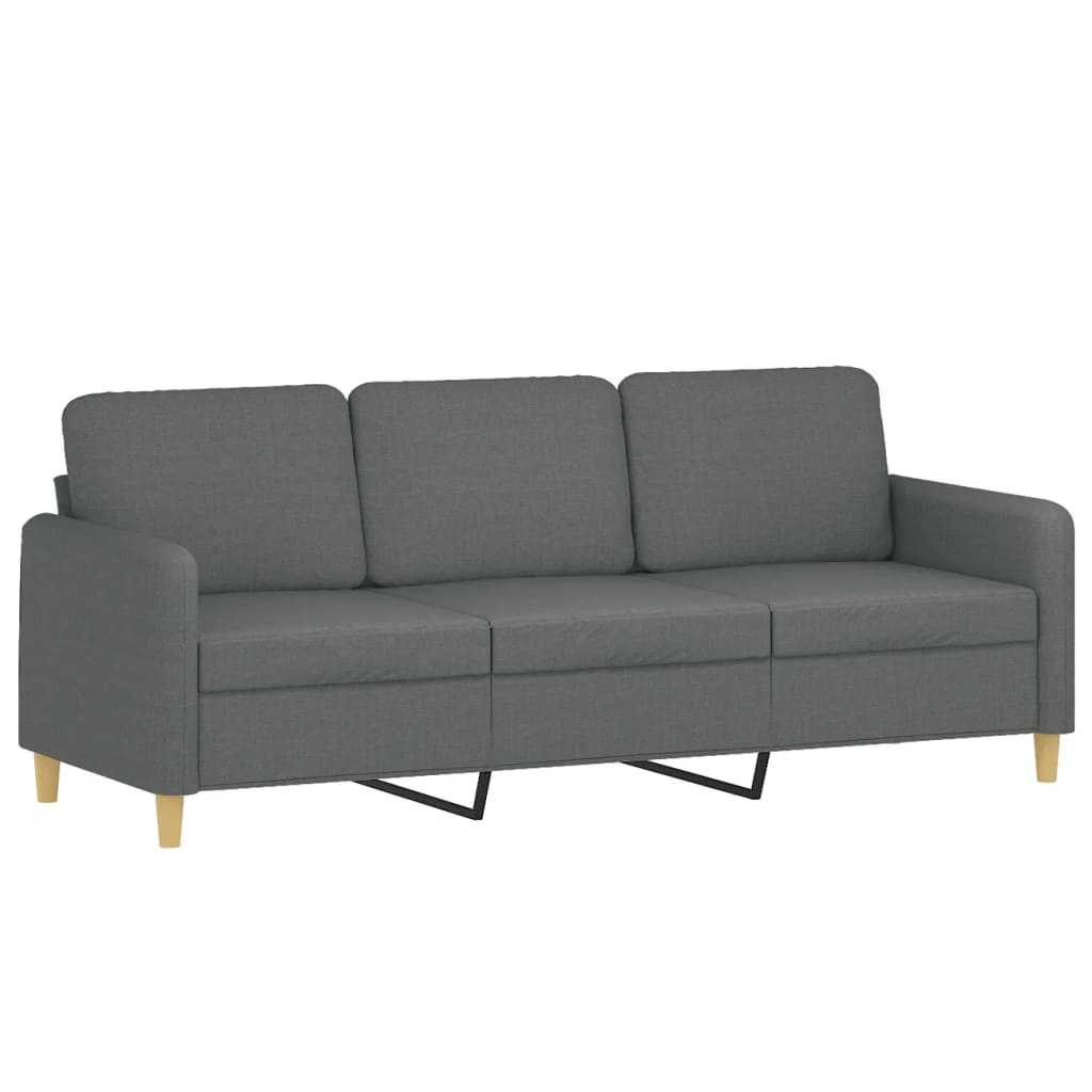 vidaXL Trivietė sofa su pagalvėlėmis, tamsiai pilka, 180cm, audinys