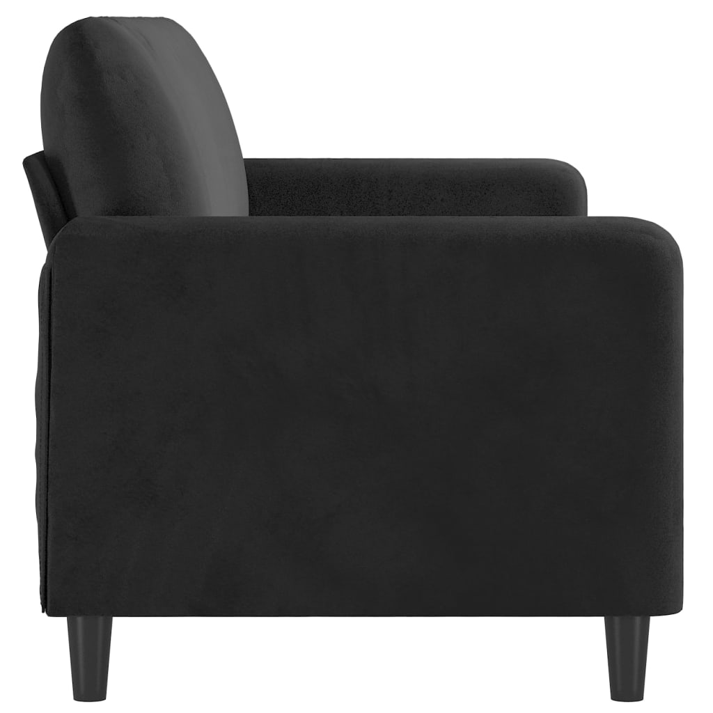 vidaXL Trivietė sofa, juodos spalvos, 180cm, aksomas