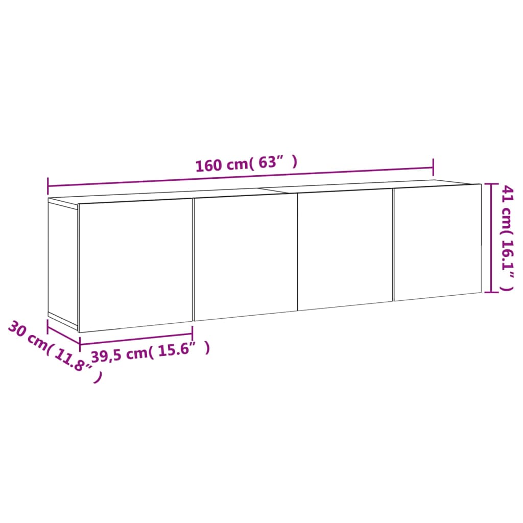 vidaXL Sieninės TV spintelės, 2vnt., rudos ąžuolo, 80x30x41cm