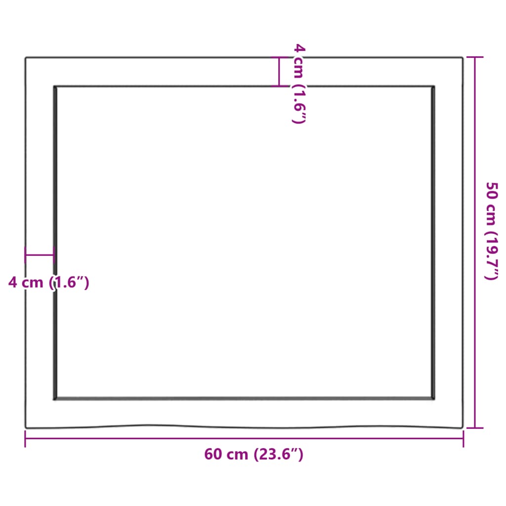 vidaXL Stalviršis, tamsiai rudas, 60x50x(2–6) cm, ąžuolo masyvas