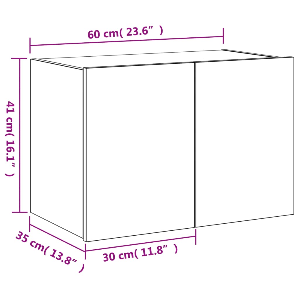 vidaXL Sieninė TV spintelė su LED lemputėmis, ruda ąžuolo, 60x35x41cm