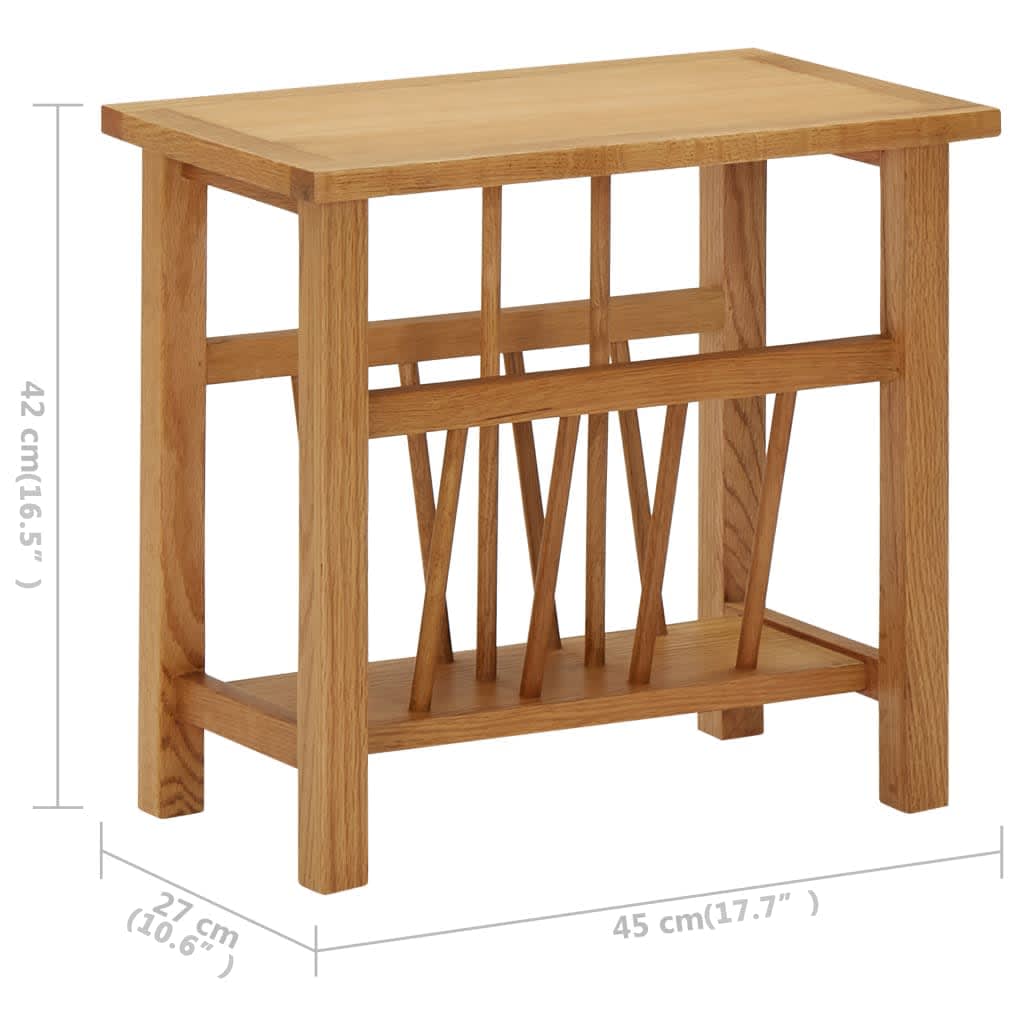 vidaXL Žurnalinis staliukas, 45x27x42cm, ąžuolo medienos masyvas