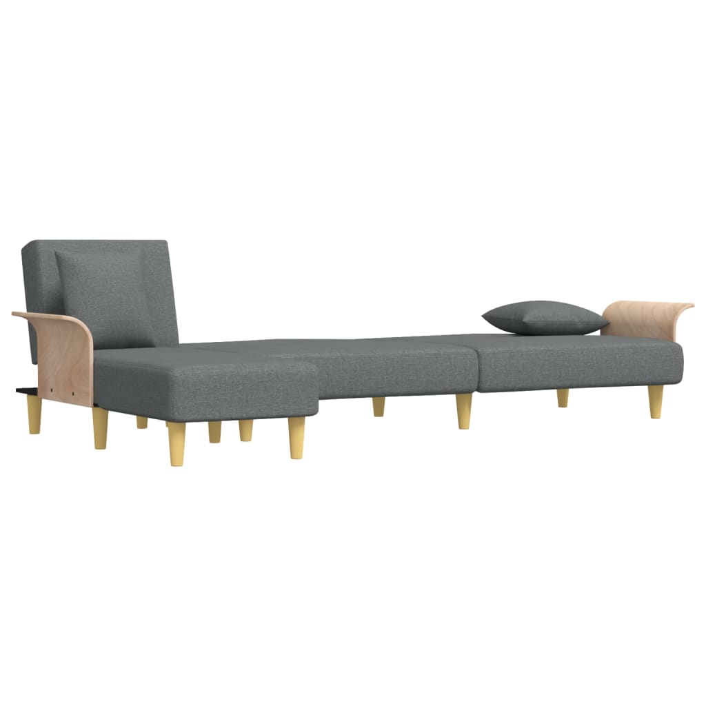 vidaXL L formos sofa-lova, tamsiai pilka, 279x140x70cm, audinys