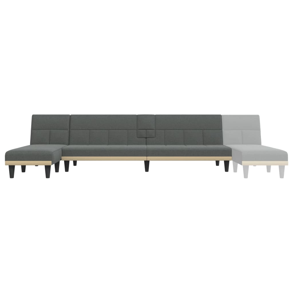 vidaXL L formos sofa-lova, tamsiai pilka, 255x140x70cm, audinys