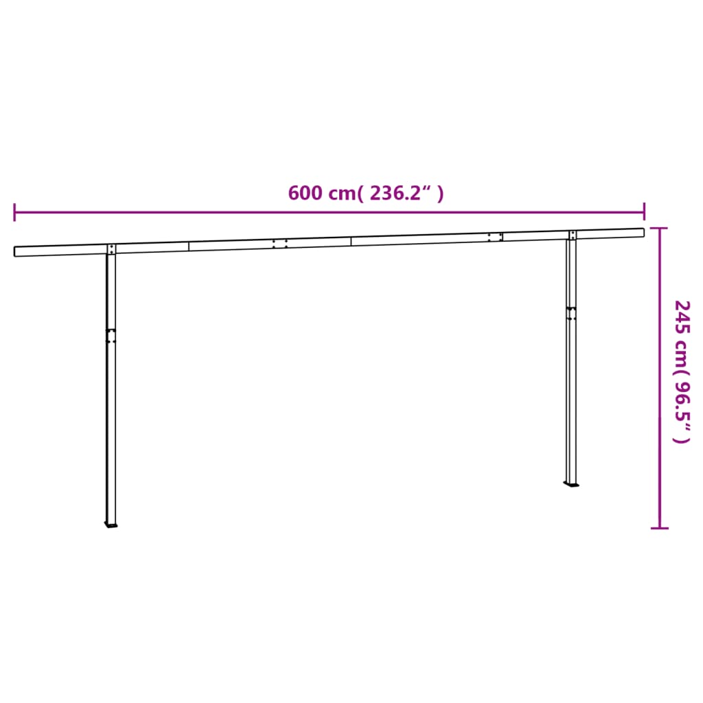 vidaXL Markizės stulpų rinkinys, antracito spalvos, 600x245cm, geležis