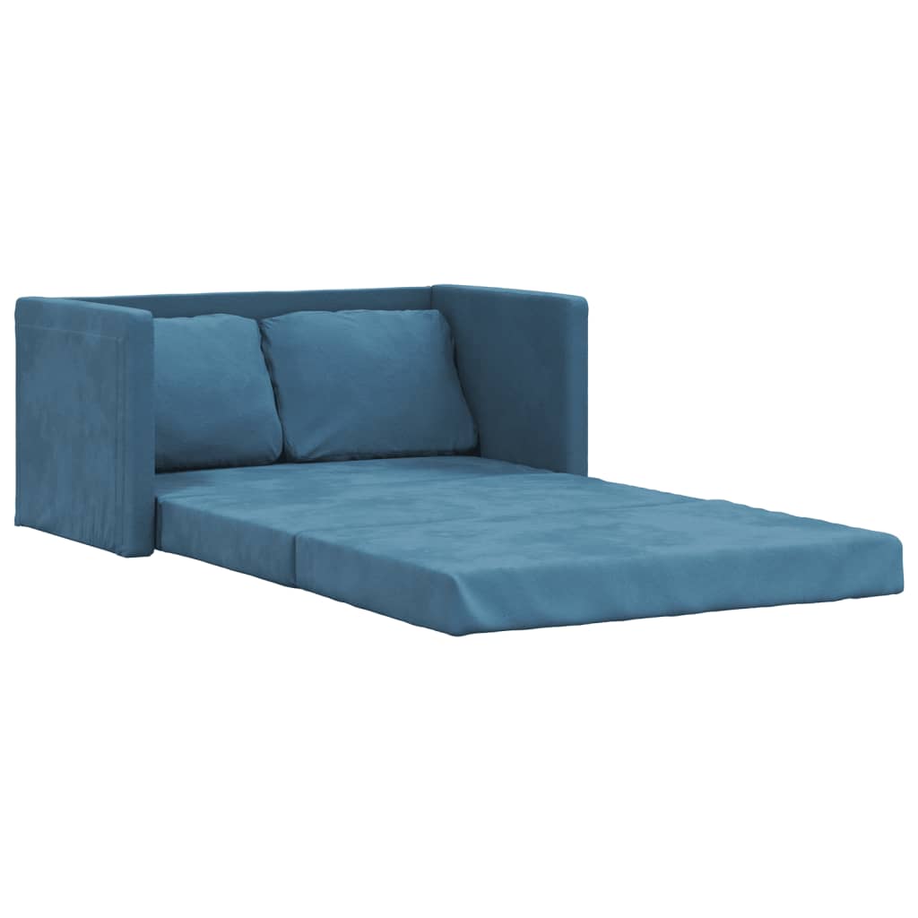 vidaXL Grindų sofa-lova, 2-1, mėlynos spalvos, 122x204x55cm, aksomas