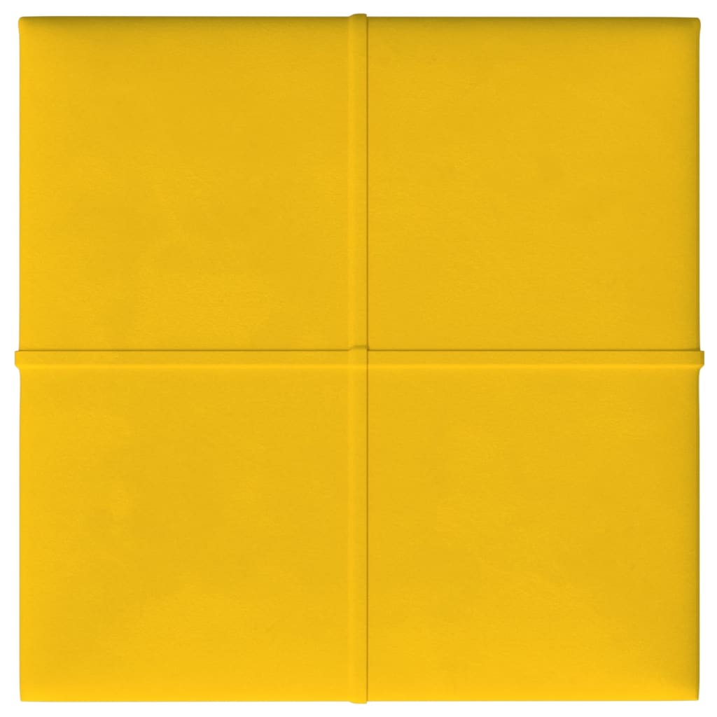 vidaXL Sienų plokštės, 12vnt., geltonos, 30x30cm, aksomas, 1,08m²