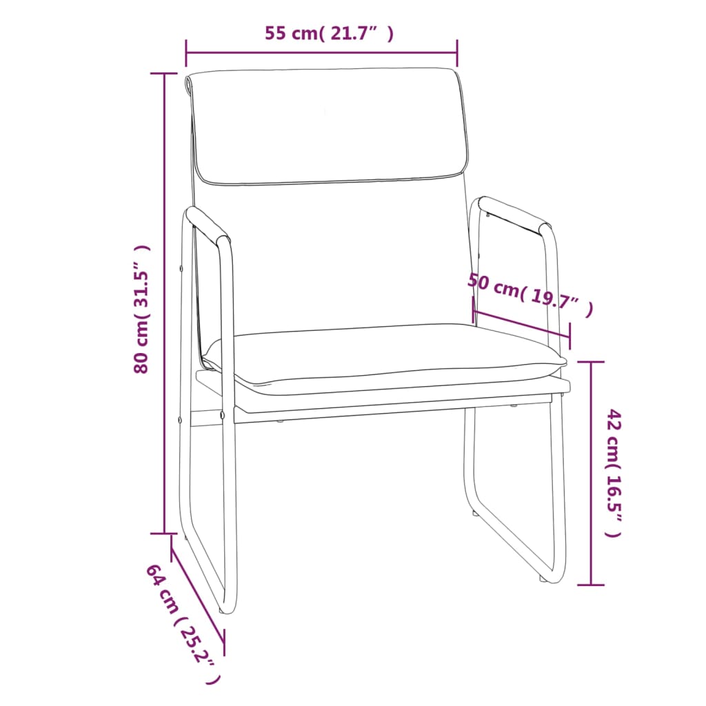 vidaXL Poilsio kėdė, kreminės spalvos, 55x64x80cm, audinys
