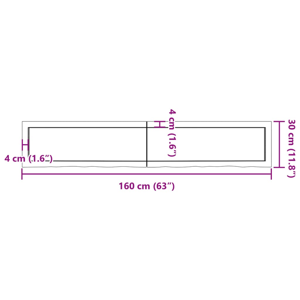 vidaXL Vonios kambario stalviršis, 160x30x(2–6)cm, medienos masyvas