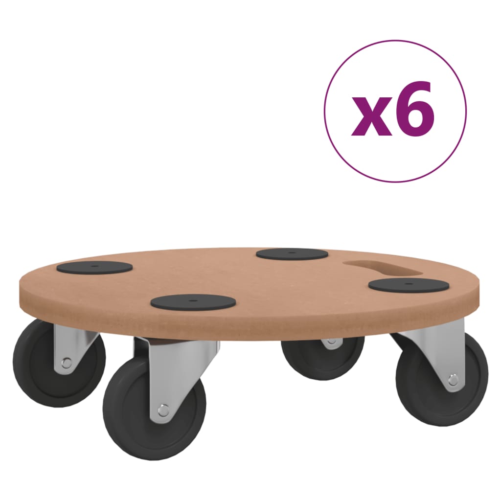 vidaXL Platforminiai vežimėliai, 6vnt., apdirbta mediena, apskriti