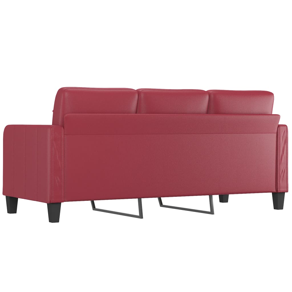 vidaXL Trivietė sofa, raudonojo vyno spalvos, 180cm, dirbtinė oda