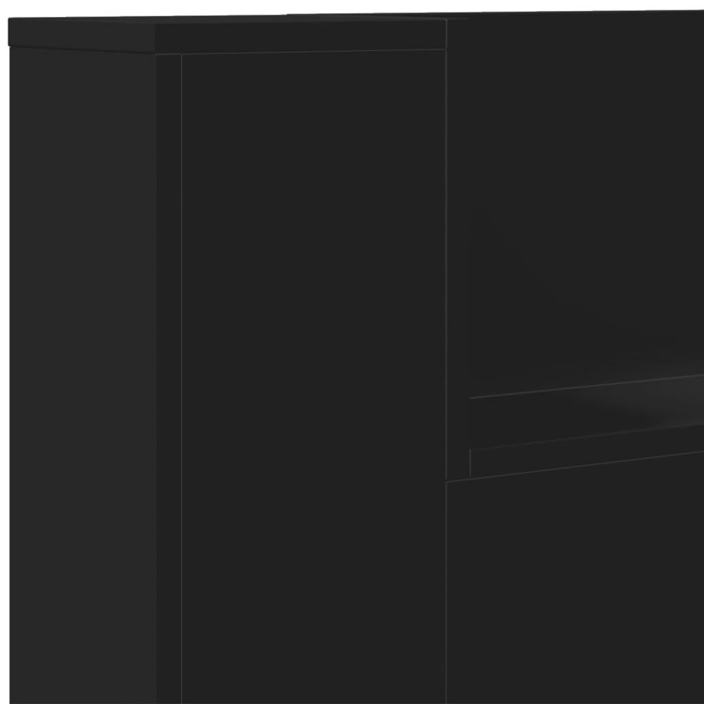 vidaXL Galvūgalis-spintelė su LED, juodos spalvos, 160x16,5x103,5cm
