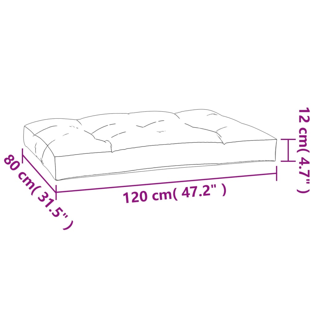 vidaXL Paletės pagalvėlė, 120x80x12cm, audinys, su lapais