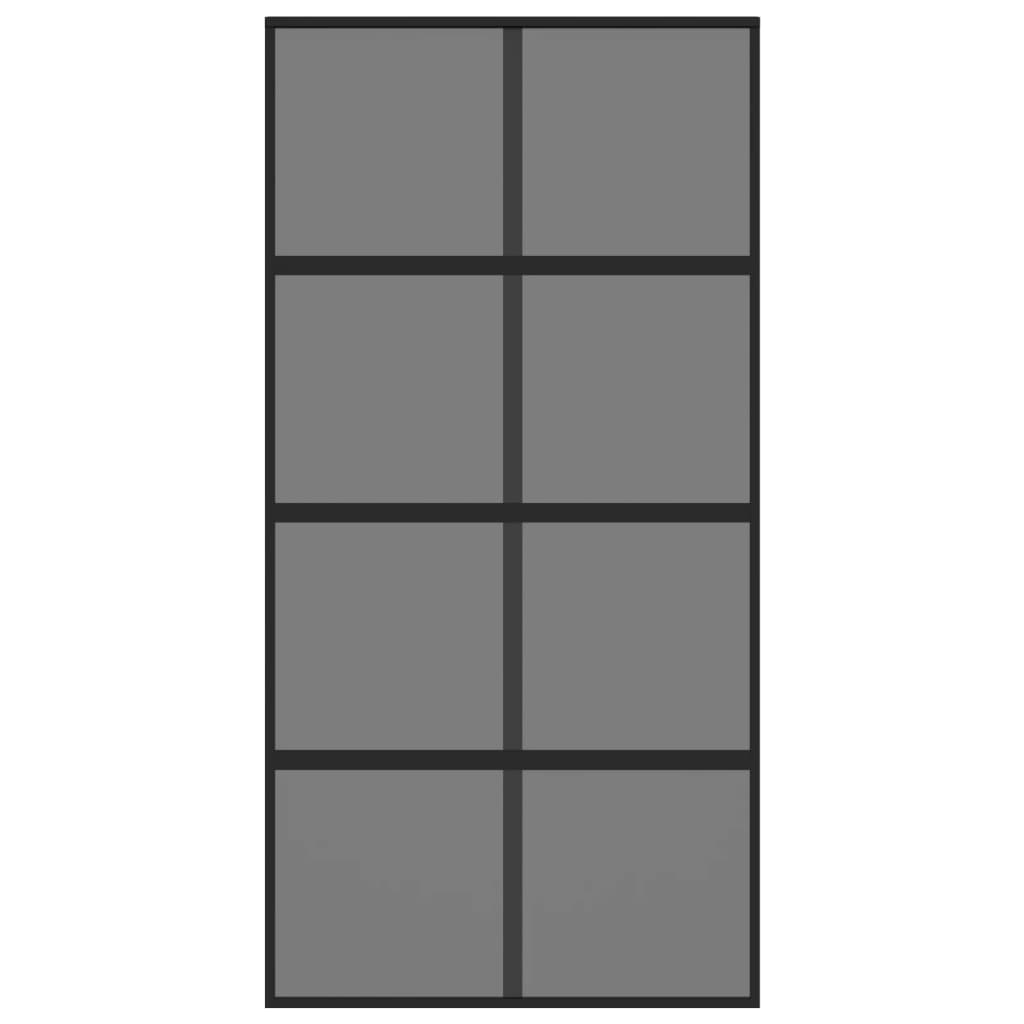 vidaXL Stumdomos durys, juodos, 102,5x205cm, stiklas ir aliuminis