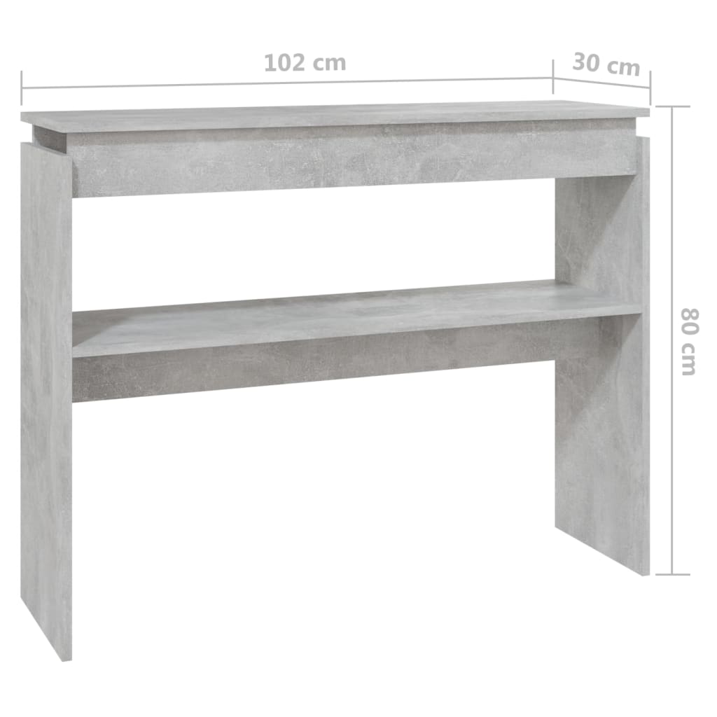 vidaXL Konsolinis staliukas, betono, 102x30x80cm, apdirbta mediena