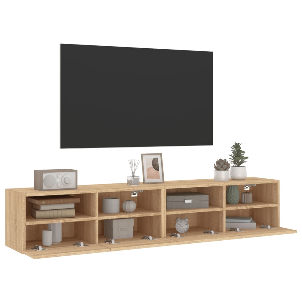 vidaXL Sieninės TV spintelės, 2vnt., ąžuolo, 80x30x30cm, mediena