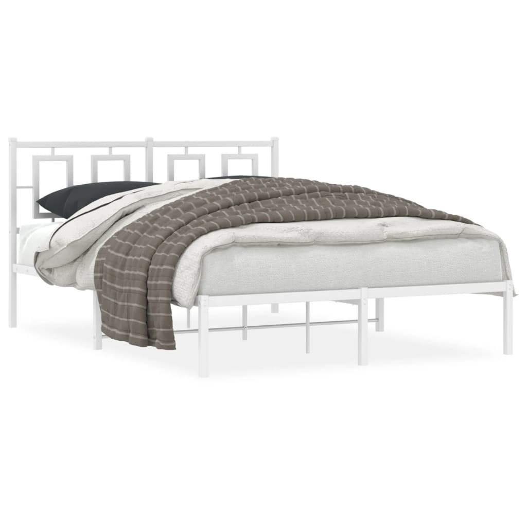 vidaXL Metalinis lovos rėmas su galvūgaliu, baltos spalvos, 140x200cm