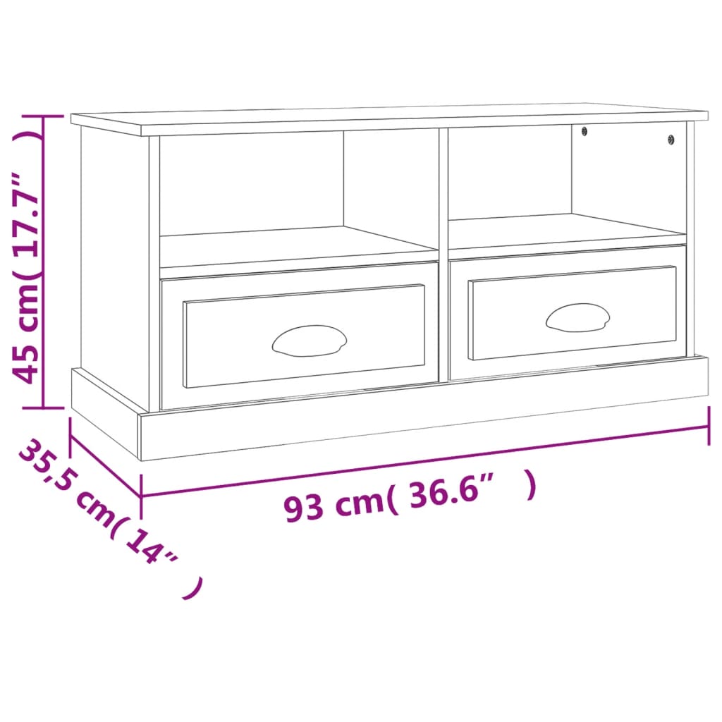 vidaXL Televizoriaus spintelė, juoda, 93x35,5x45cm, apdirbta mediena