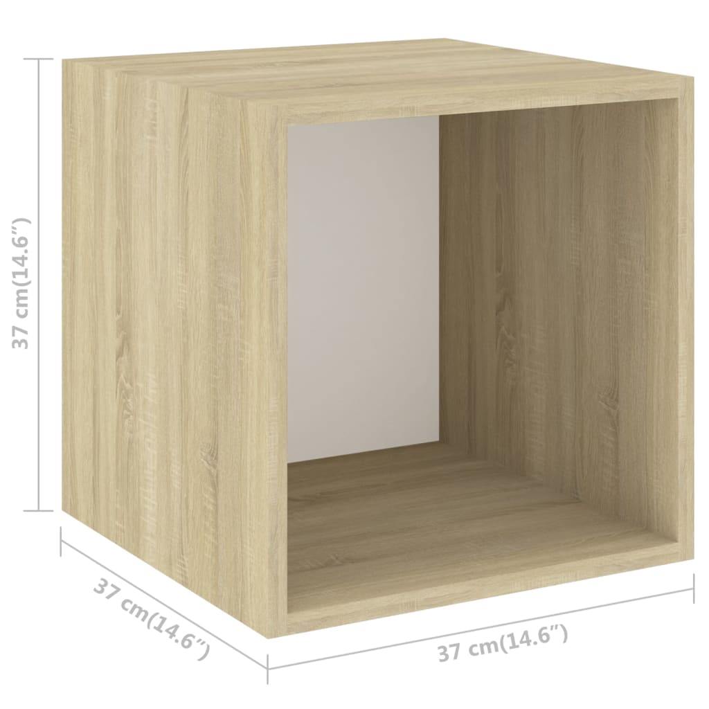 vidaXL TV spintelių komplektas, 4 dalių, baltas ir ąžuolo, mediena