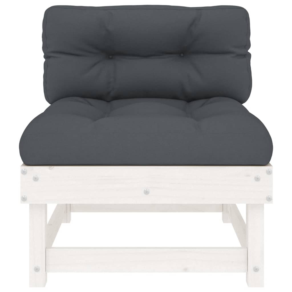 vidaXL Vidurinės sofos dalys su pagalvėlėmis, 2vnt., baltos, pušis