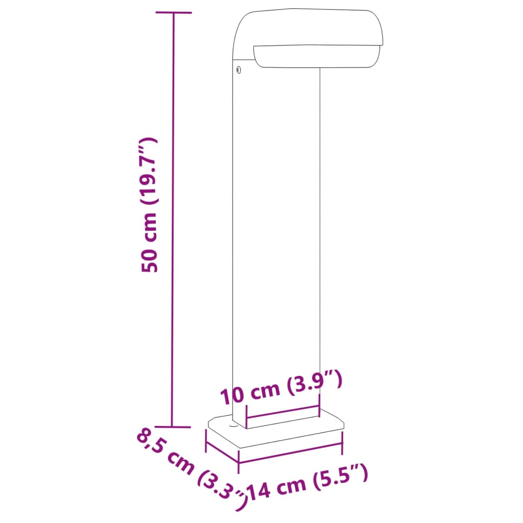 vidaXL Lauko šviestuvas, 3vnt., juodas, 50cm, aliuminis