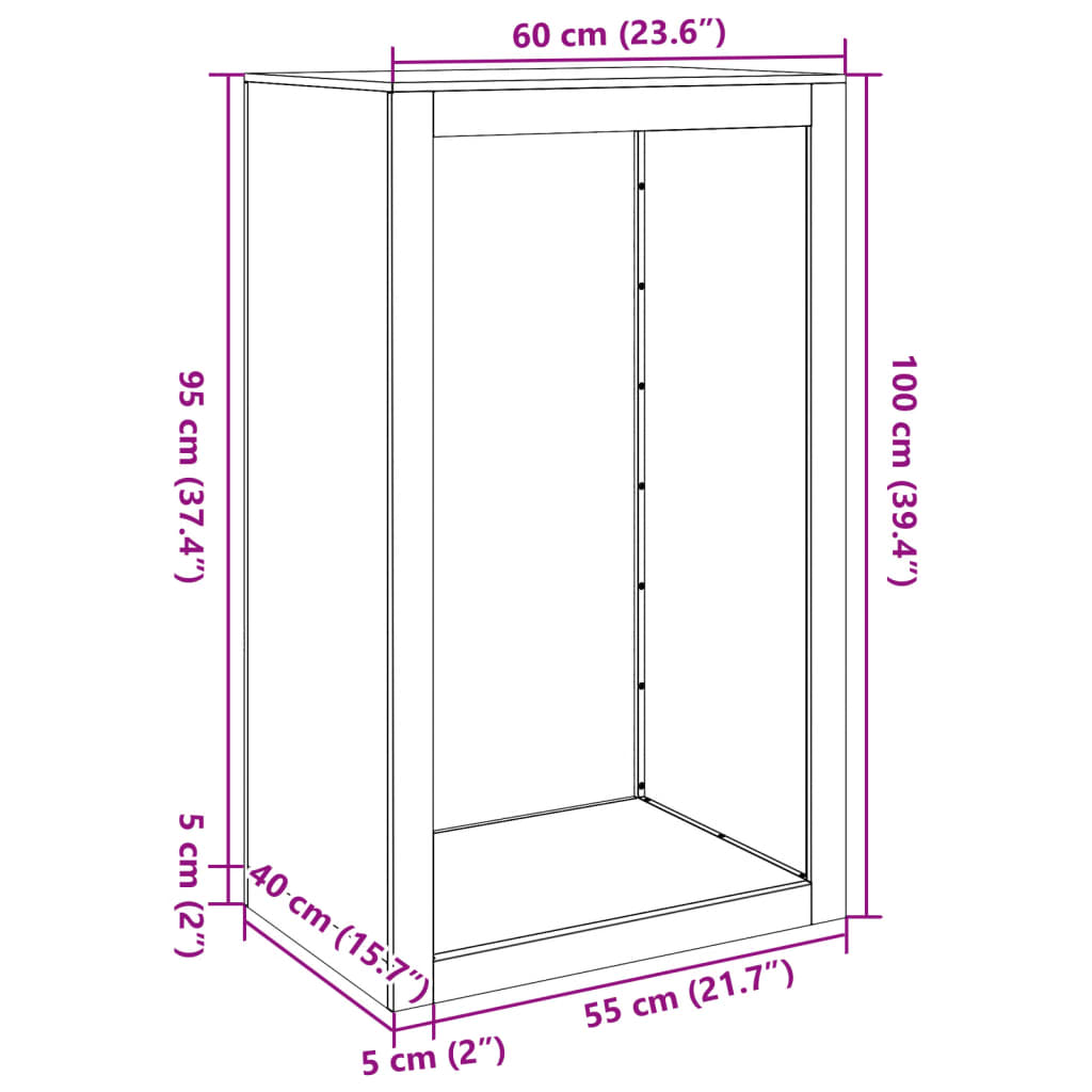 vidaXL Stovas malkoms, 60x40x100cm, corten plienas