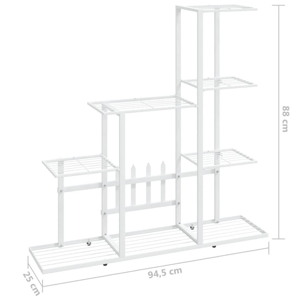 vidaXL Stovas augalams, baltos spalvos, 94,5x25x88cm, metalas