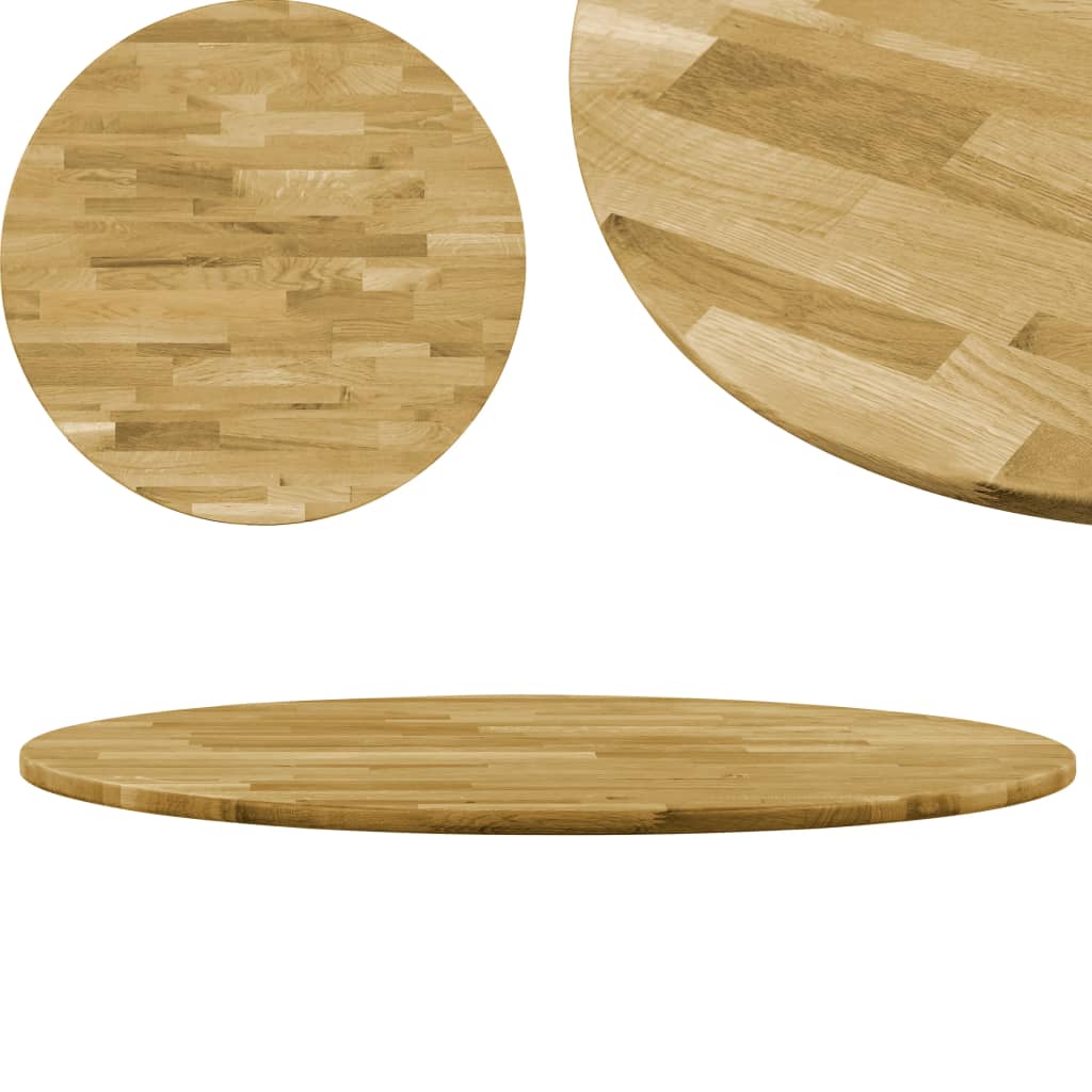 vidaXL Stalviršis, masyvi ąžuolo mediena, apvalus, 23mm, 700mm