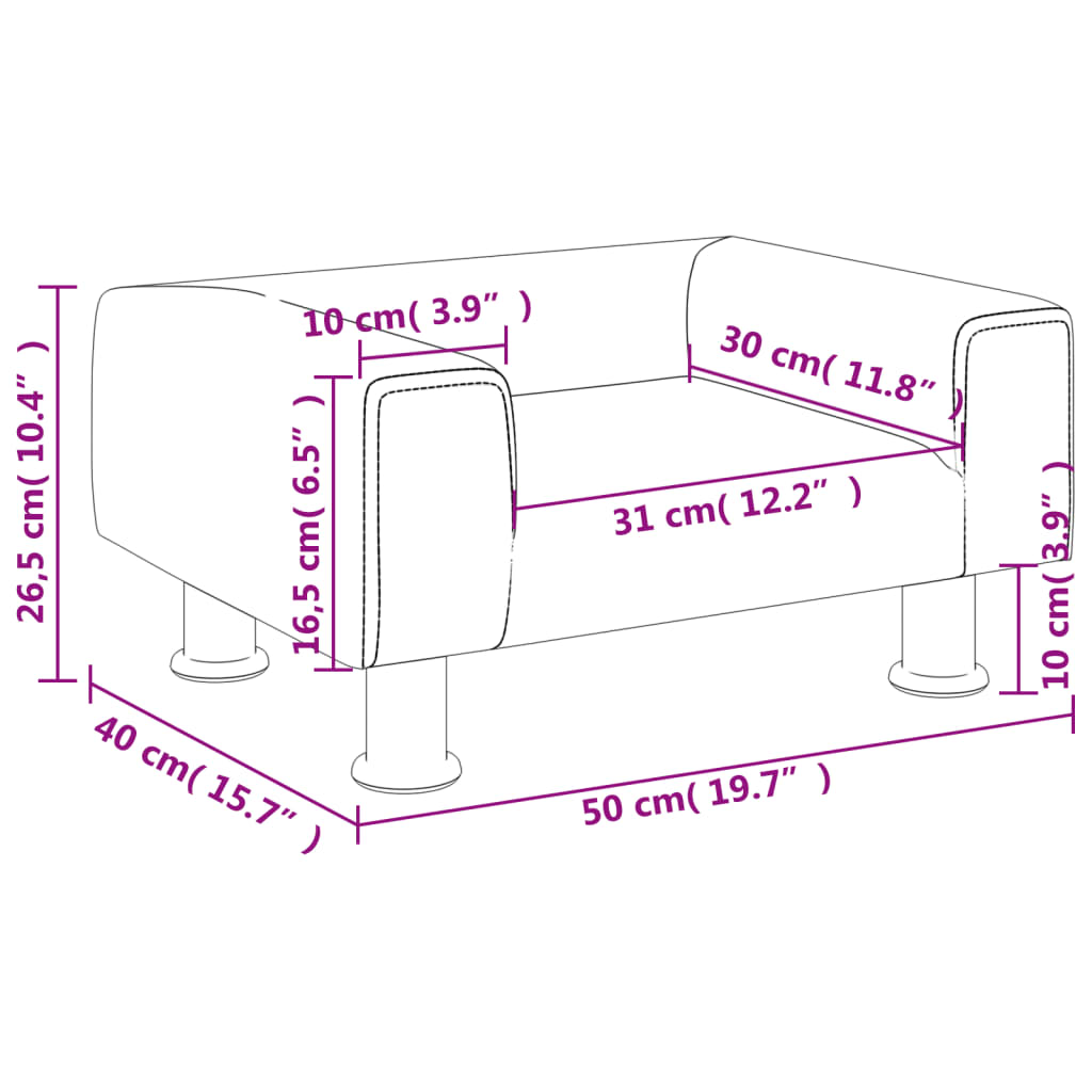 vidaXL Vaikiška sofa, juodos spalvos, 50x40x26,5cm, aksomas