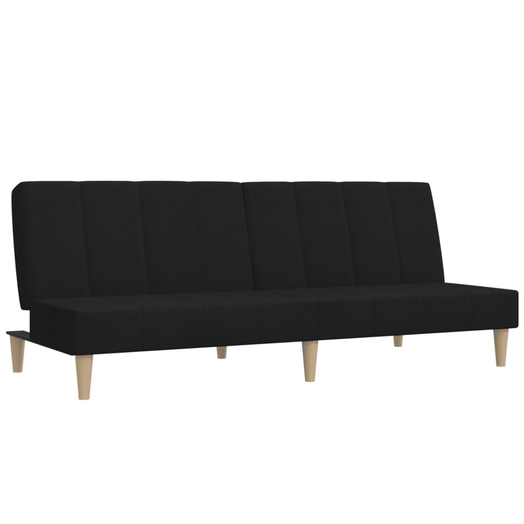 vidaXL Dvivietė sofa-lova, juodos spalvos, audinys