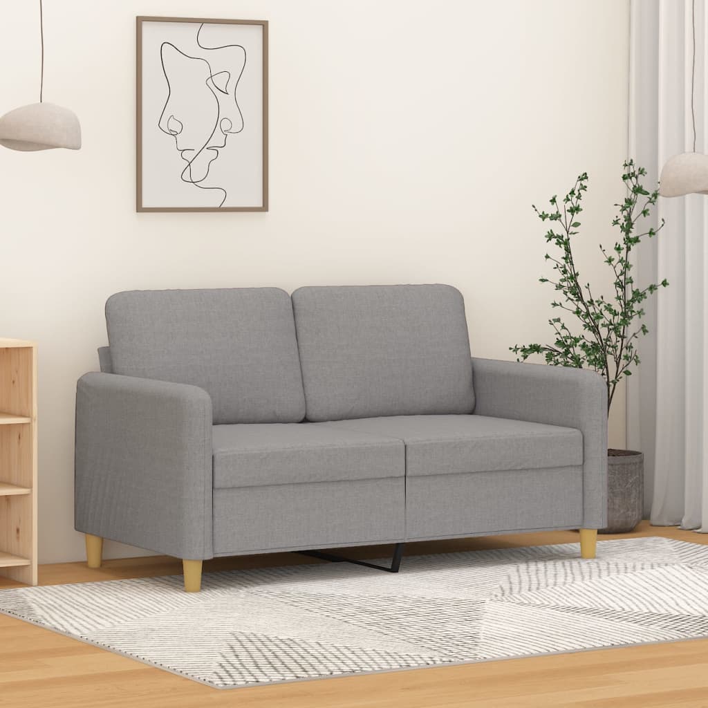 vidaXL Dvivietė sofa, šviesiai pilkos spalvos, 120cm, audinys