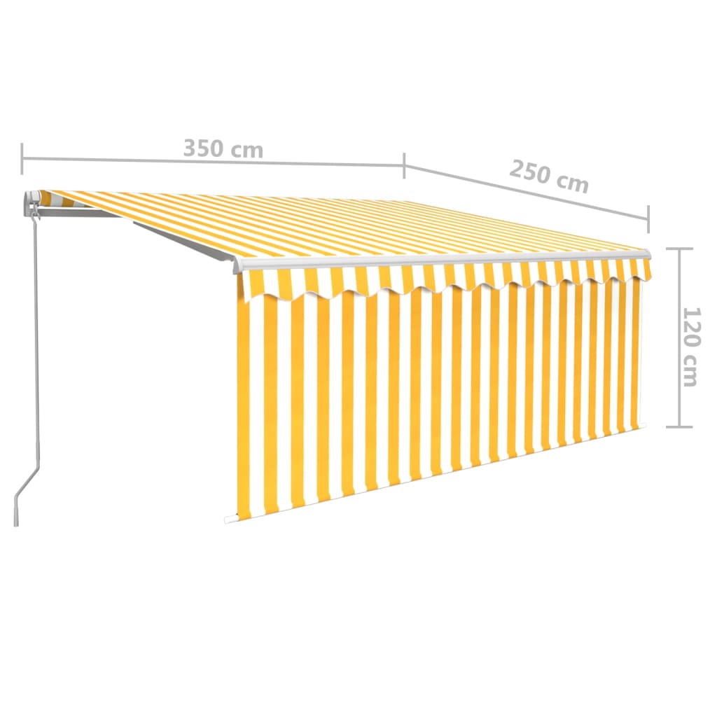 vidaXL Rankiniu būdu ištraukiama markizė, geltona ir balta, 3,5x2,5m