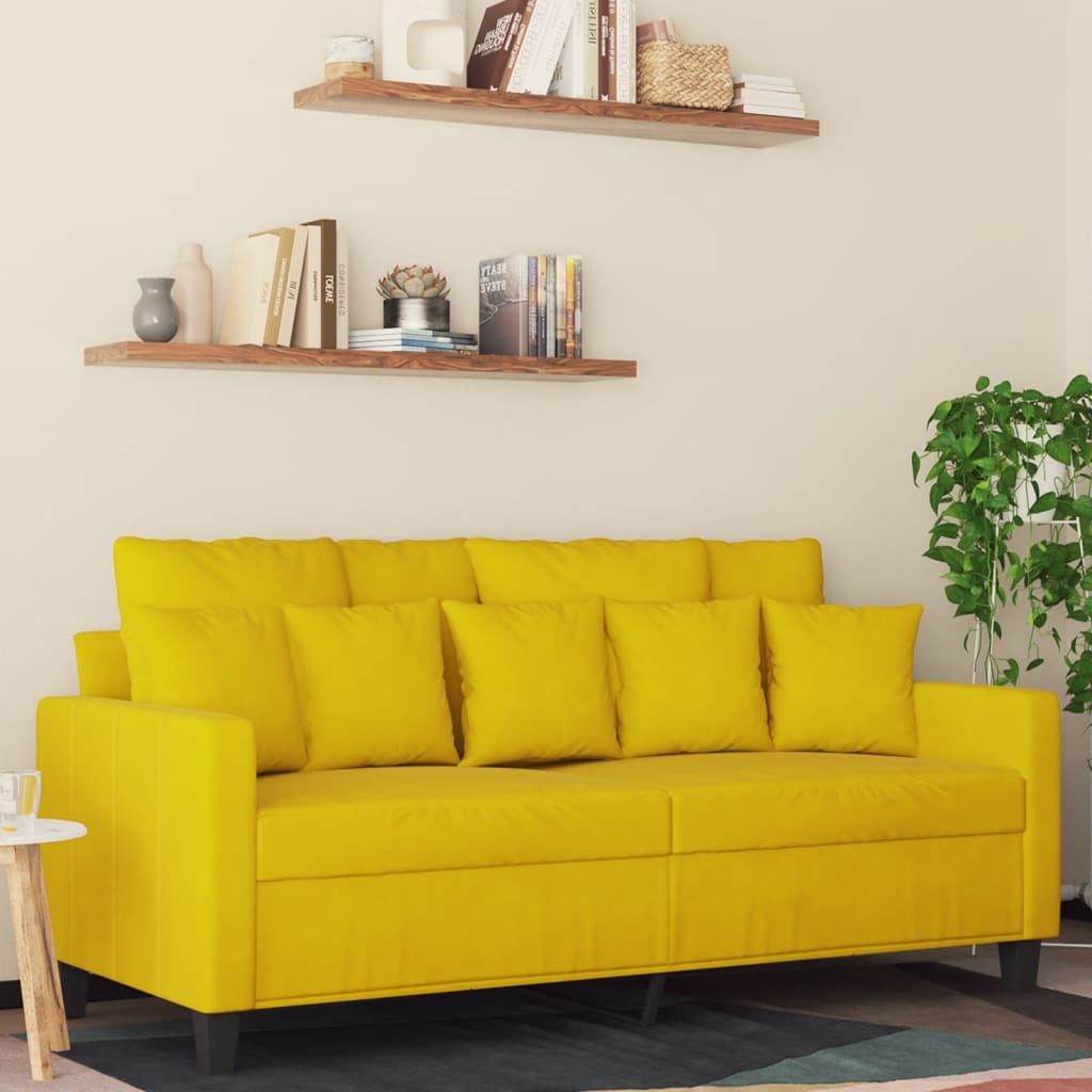 vidaXL Dvivietė sofa, geltonos spalvos, 140cm, aksomas