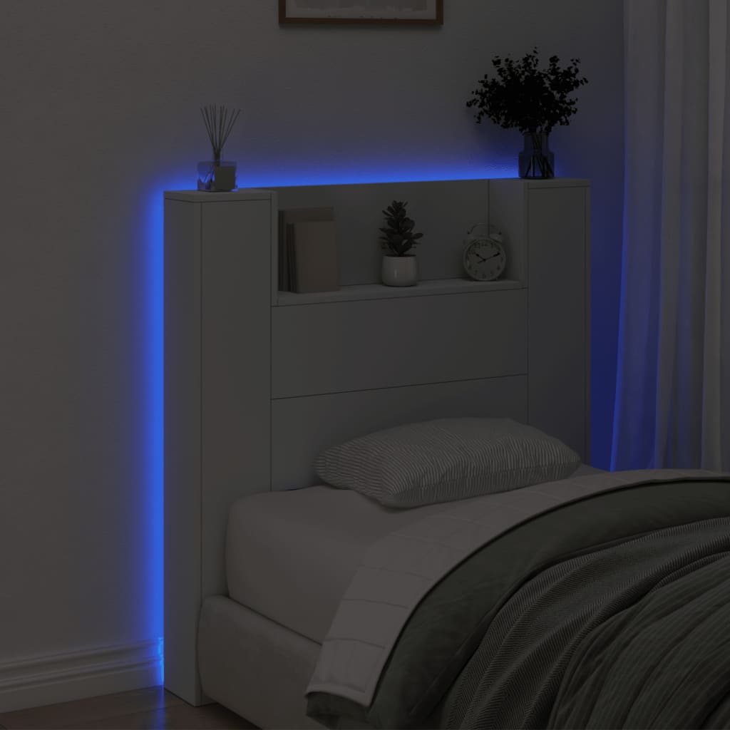 vidaXL Galvūgalis-spintelė su LED, baltos spalvos, 100x16,5x103,5cm