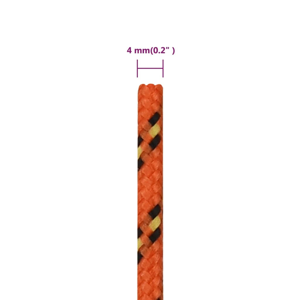 vidaXL Valties virvė, oranžinės spalvos, 4mm, 100m, polipropilenas