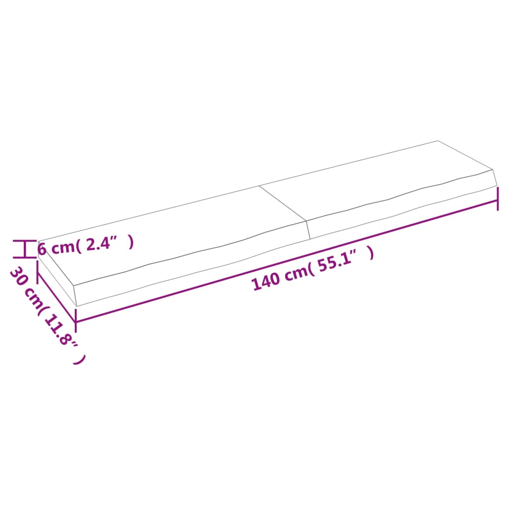 vidaXL Vonios stalviršis, tamsiai rudas, 140x30x(2-6)cm, mediena