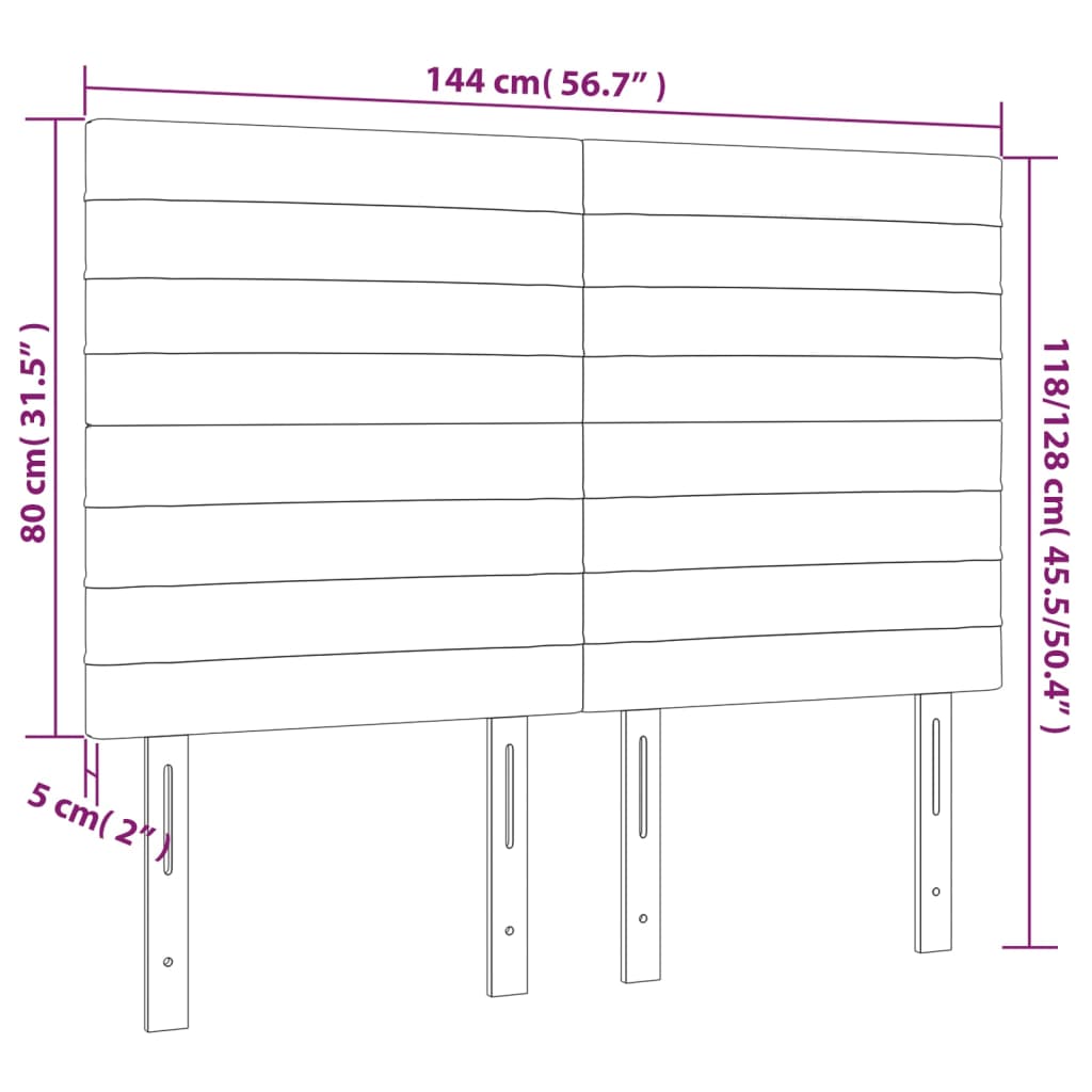 vidaXL Galvūgalis su LED, tamsiai pilkas, 144x5x118/128cm, aksomas