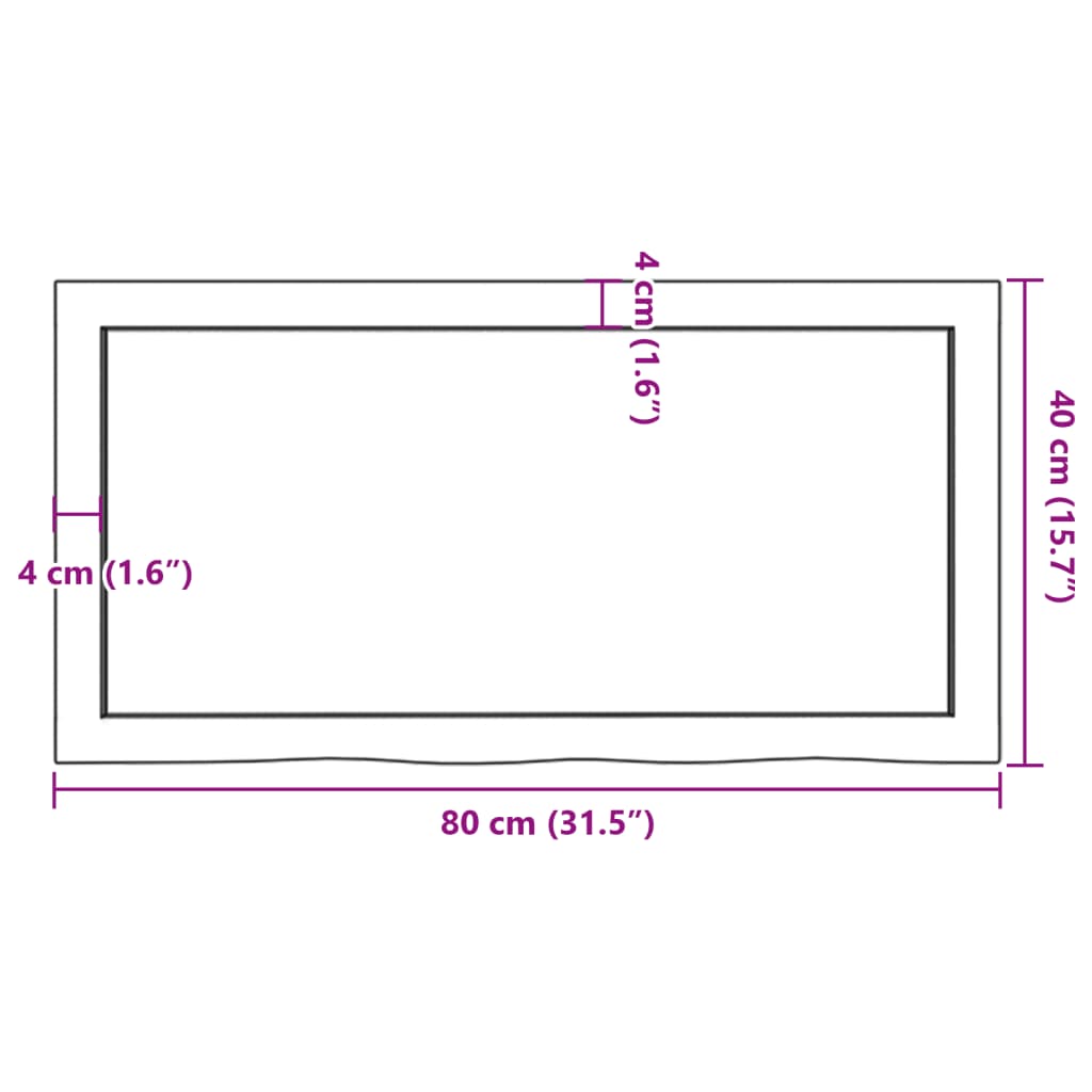 vidaXL Stalviršis, 80x40x(2–6)cm, neapdorotas ąžuolo medienos masyvas