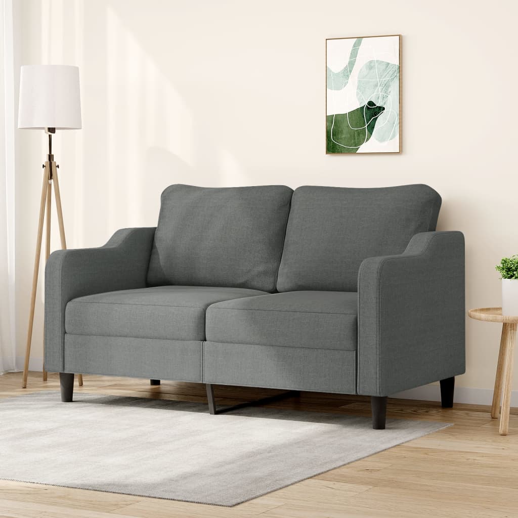 vidaXL Dvivietė sofa, tamsiai pilkos spalvos, 140cm, audinys