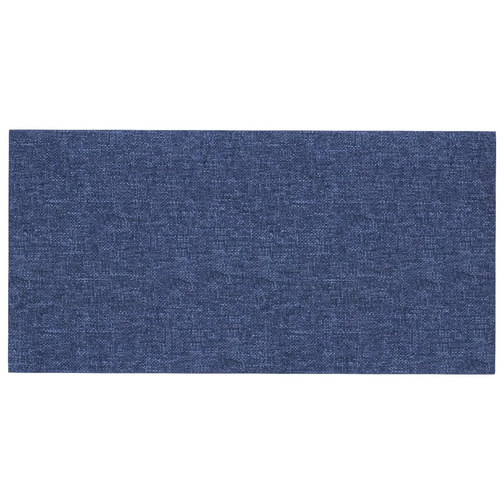 vidaXL Sienų plokštės, 12vnt., mėlynos, 30x15cm, audinys, 0,54m²